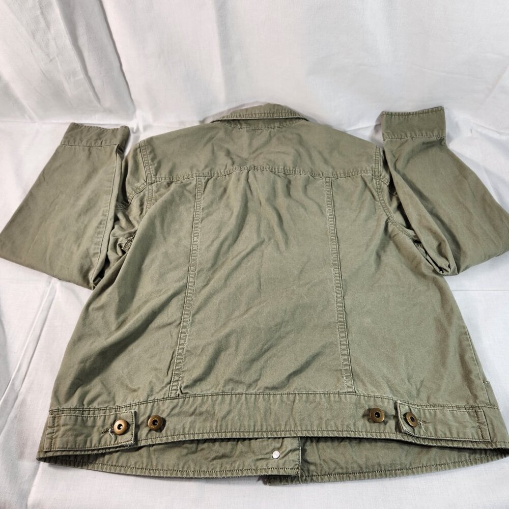 Coffee Shop Womens XL Jacket All Cotton Lace Shoulders Button Up Green FastShip - Picture 5 of 13
